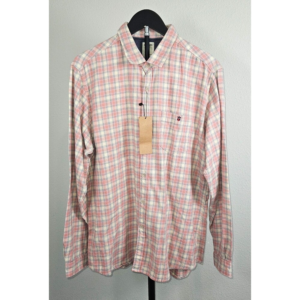 Louis Philippe LP Jeans Flannel Shirt‎ Mens 42 Slim Pink Plaid Button Front
